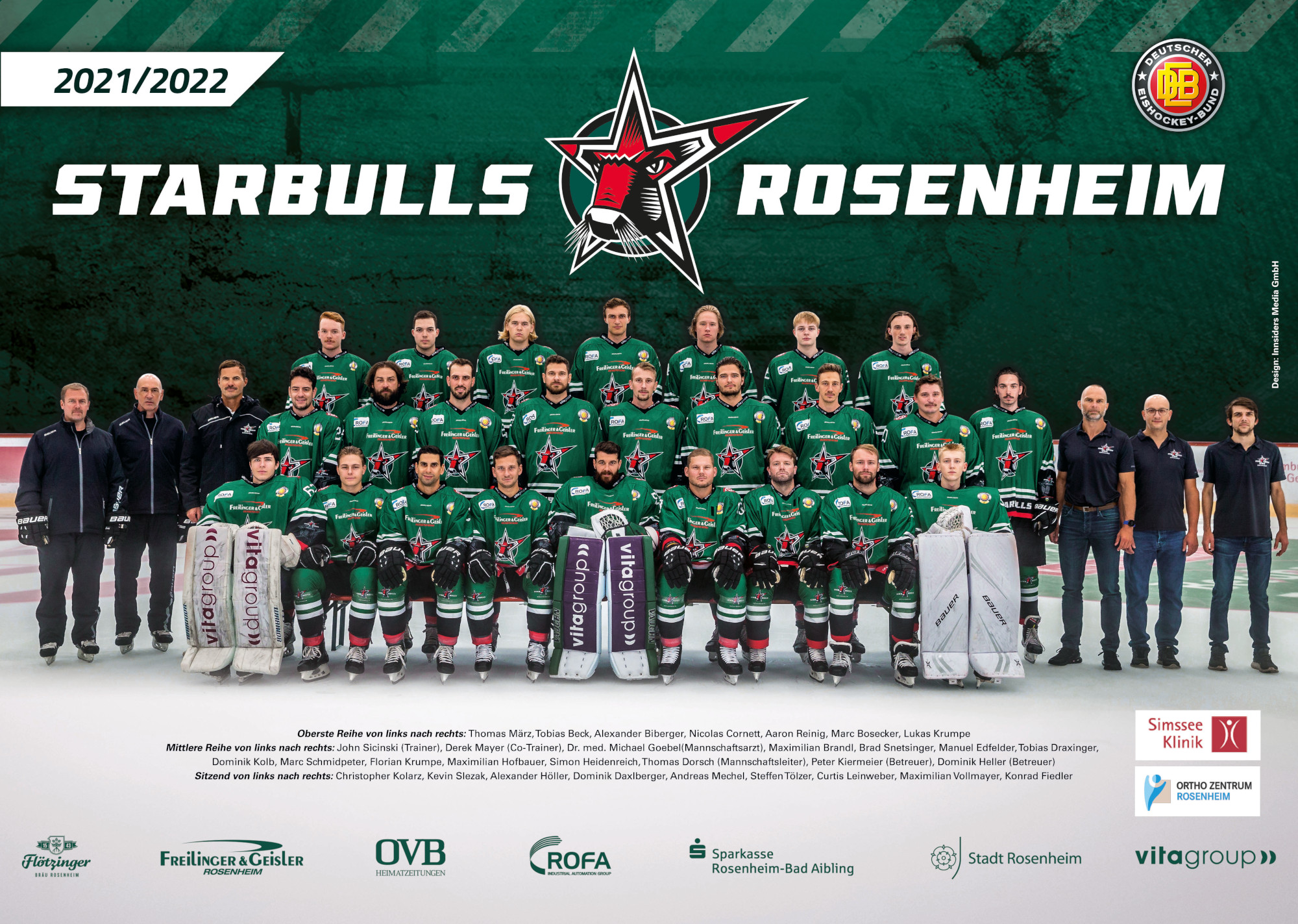 Mannschaftsposter der Starbulls Rosenheim, Saison 2021/2022